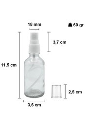 Hermia Juego de 4 Botellas de Vidrio Transparente de 50 ml